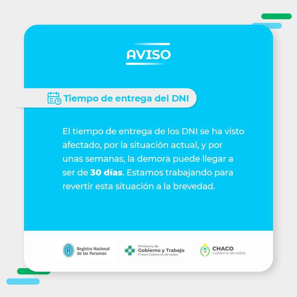 COVID-19: DEBIDO A LOS PROTOCOLOS SANITARIOS PODRÍA HABER DEMORAS EN LA ENTREGA DE DNI