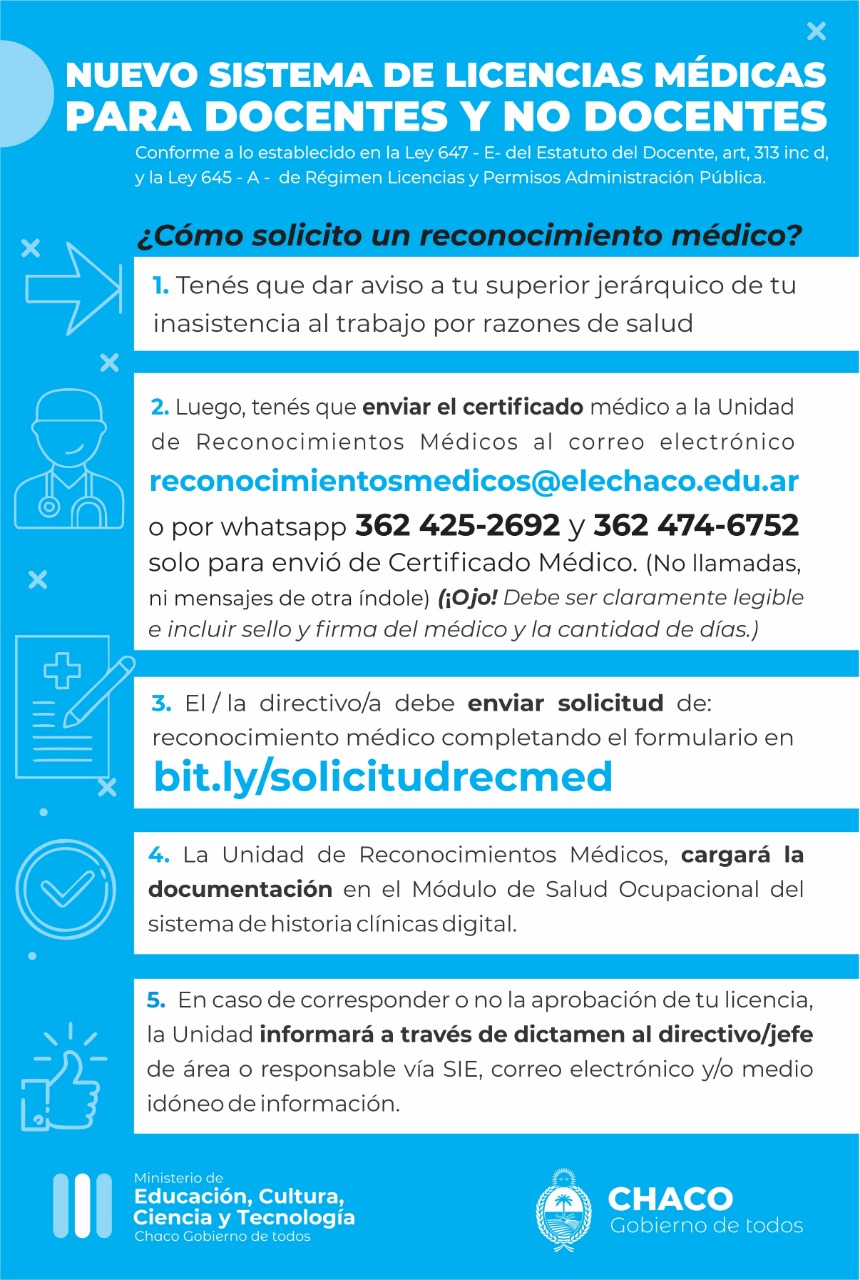 NUEVO SISTEMA DE LICENCIAS MÉDICAS PARA PERSONAL DEL MINISTERIO DE EDUCACIÓN